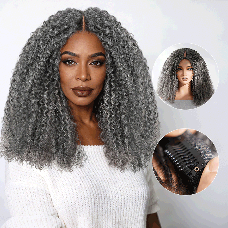 🔥 Final Hours! Curly V Part Human Hair Glueless Wig Sale