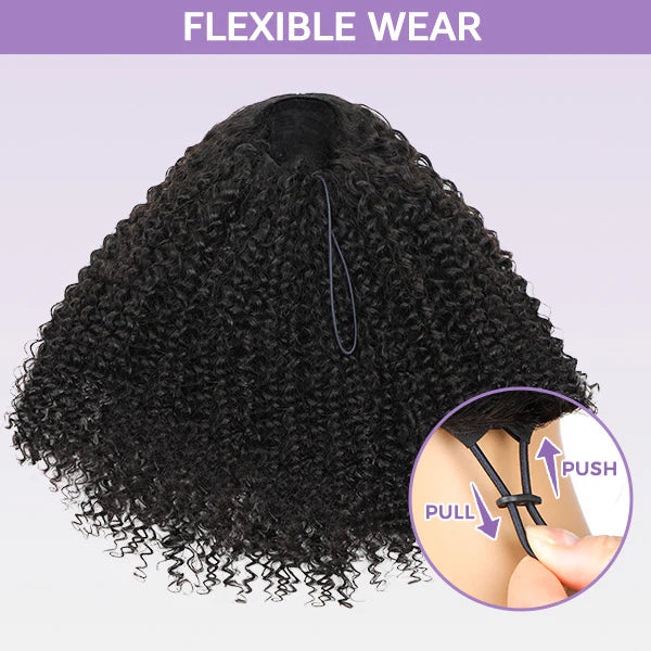 🚨 Final Hours to Save Big! 3 In 1 Half Wig | Glueless Invisible Water Wave Wear Go Half Wig Flip Over Human Hair Wig With Elastic Drawstring Flip Over Wig