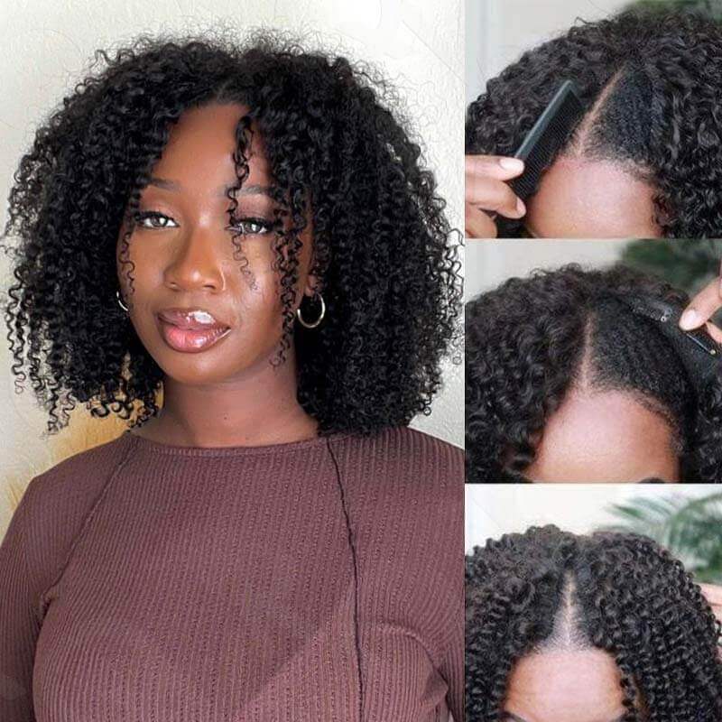 🔥 Final Hours! Curly V Part Human Hair Glueless Wig Sale