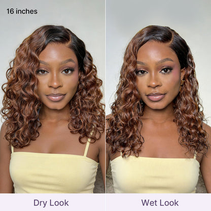 ⚡ Final Hours❤️Blonde Highlight Curly Glueless HD Lace Wig Human Hair Pre-Cut Lace Pre-Plucked Pre-Bleached