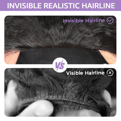 🚨 Final Hours to Save Big! 3 In 1 Half Wig | Glueless Invisible Water Wave Wear Go Half Wig Flip Over Human Hair Wig With Elastic Drawstring Flip Over Wig