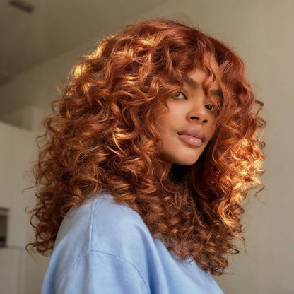 ⚡ Final Hours❤️Blonde Highlight Curly Glueless HD Lace Wig Human Hair Pre-Cut Lace Pre-Plucked Pre-Bleached