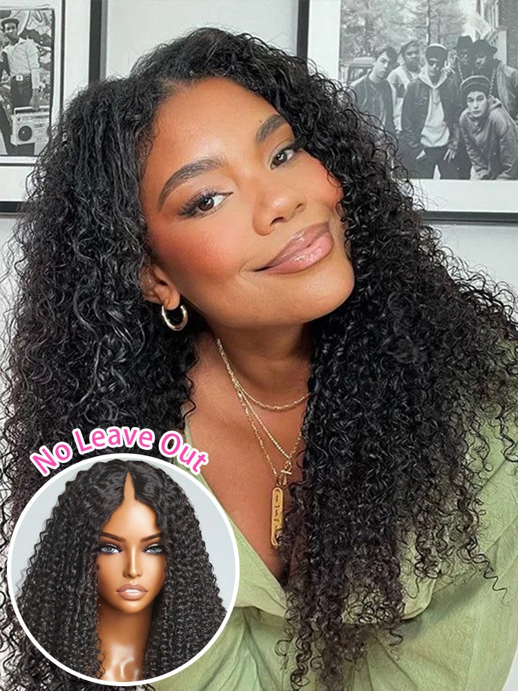 🔥 Final Hours! Curly V Part Human Hair Glueless Wig Sale