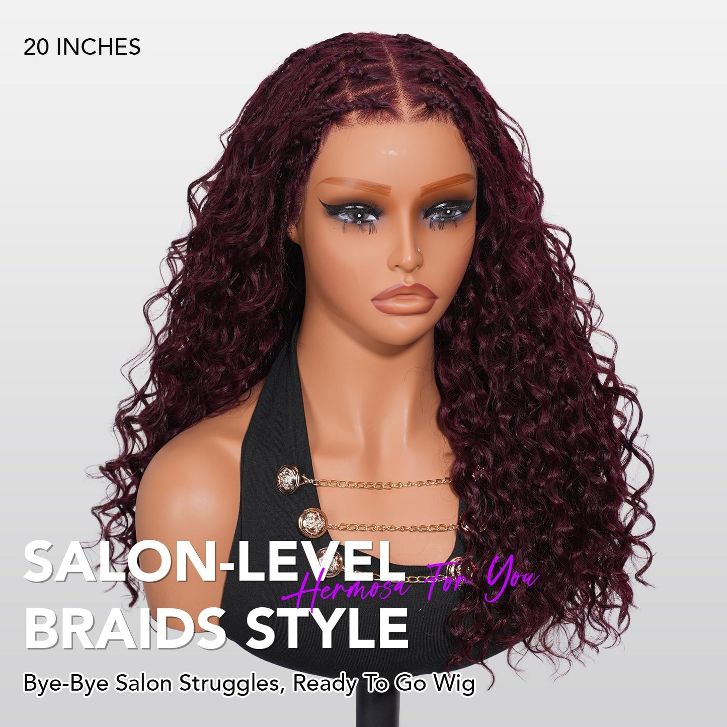 Knotless Boho Braids HD 13x6 Lace Frontal Human Hair Wig Flexi Fit Drawstring Cap Water Wave Glueless Braided Wigs For Women