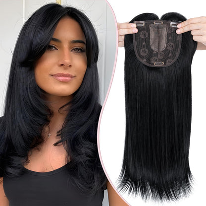 S-noilite Clip en Tupées Extensión de Postizo Toupee Hair Topper Wiglet Top Cabello Fino para Mujeres con un Volumen de Pérdida de Cabello Leve,(Base 15cm*15cm) Liso 45cm Rubio Miel Mixto
