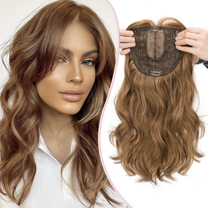 S-noilite Clip en Tupées Extensión de Postizo Toupee Hair Topper Wiglet Top Cabello Fino para Mujeres con un Volumen de Pérdida de Cabello Leve,(Base 15cm*15cm) Liso 45cm Rubio Miel Mixto