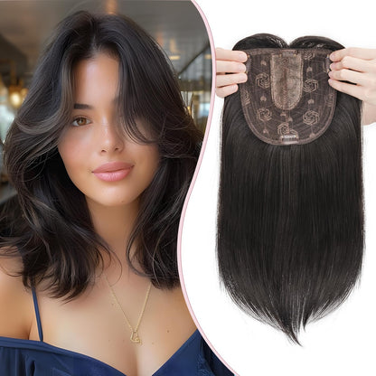 S-noilite Clip en Tupées Extensión de Postizo Toupee Hair Topper Wiglet Top Cabello Fino para Mujeres con un Volumen de Pérdida de Cabello Leve,(Base 15cm*15cm) Liso 45cm Rubio Miel Mixto