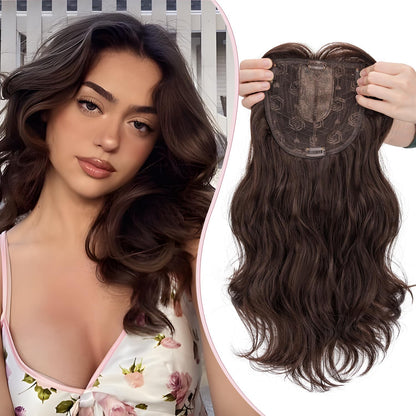 S-noilite Clip en Tupées Extensión de Postizo Toupee Hair Topper Wiglet Top Cabello Fino para Mujeres con un Volumen de Pérdida de Cabello Leve,(Base 15cm*15cm) Liso 45cm Rubio Miel Mixto