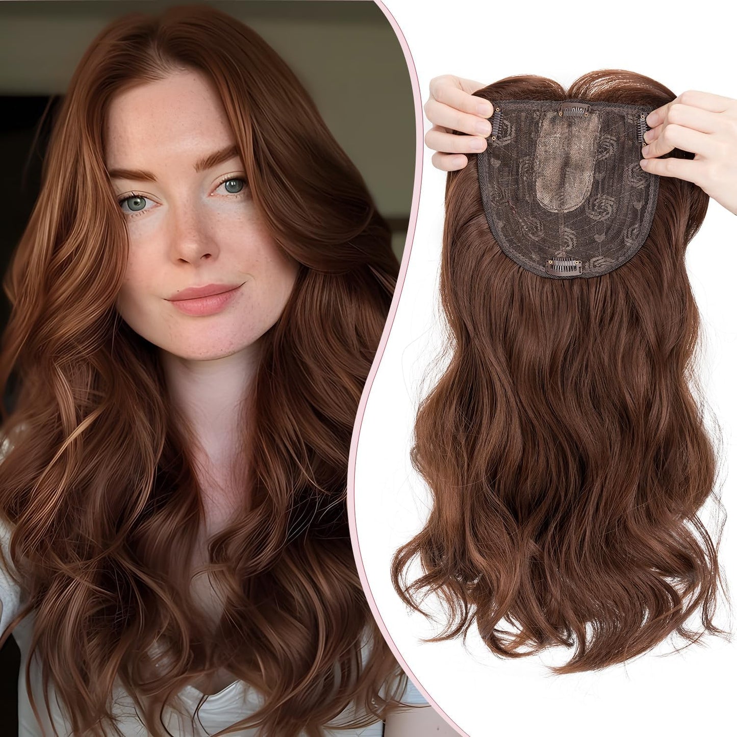 S-noilite Clip en Tupées Extensión de Postizo Toupee Hair Topper Wiglet Top Cabello Fino para Mujeres con un Volumen de Pérdida de Cabello Leve,(Base 15cm*15cm) Liso 45cm Rubio Miel Mixto