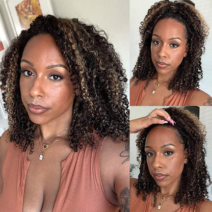 🚨 Final Hours to Save Big! 3 In 1 Half Wig | Glueless Invisible Water Wave Wear Go Half Wig Flip Over Human Hair Wig With Elastic Drawstring Flip Over Wig