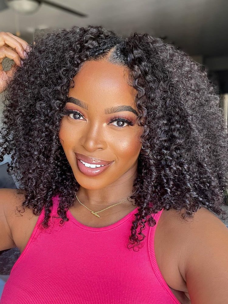 🔥 Final Hours! Curly V Part Human Hair Glueless Wig Sale