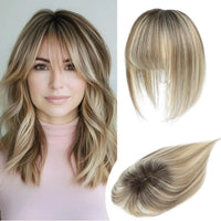 🔥🔥SMedium Brown Mix Blonde with Dark Brown Rootilver Blonde