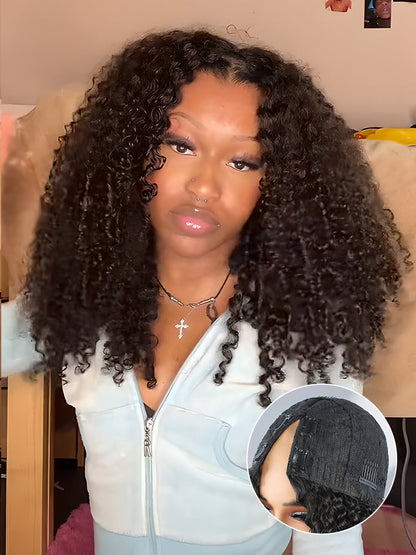 🔥 Final Hours! Curly V Part Human Hair Glueless Wig Sale