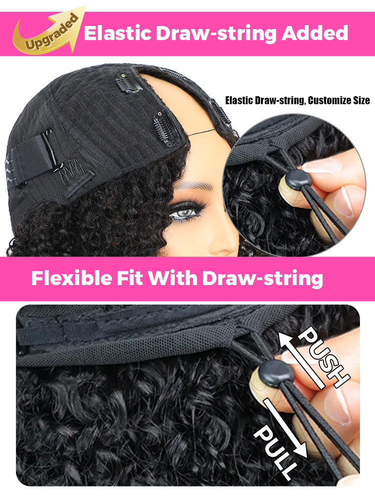 🔥 Final Hours! Curly V Part Human Hair Glueless Wig Sale